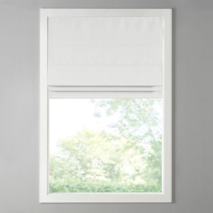 Galen - 34" Basketweave Room Darkening Cordless Roman Shade - White - Simple Home Plus