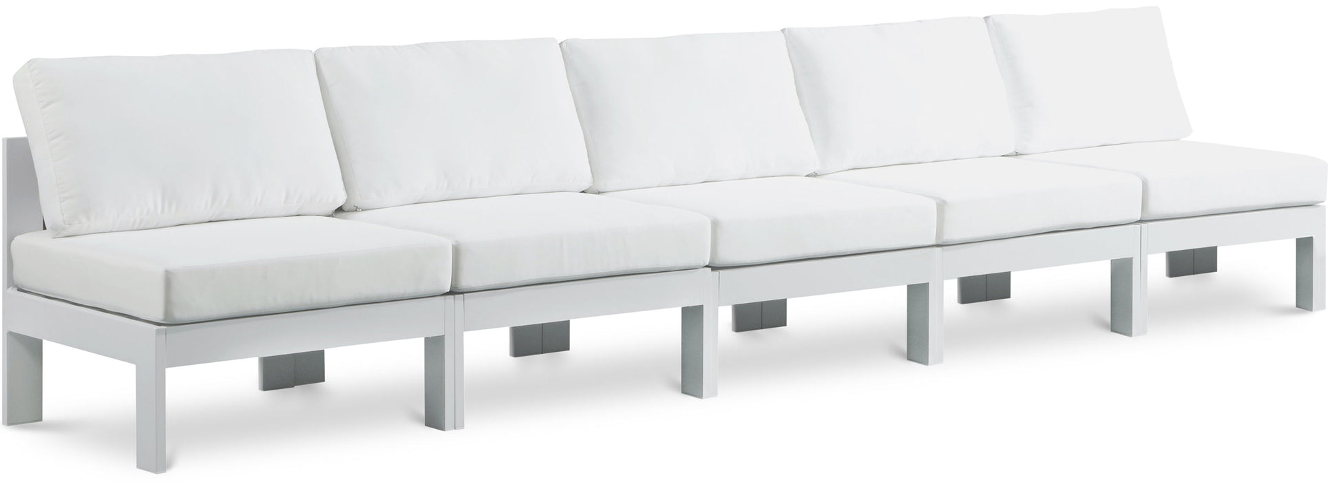 Nizuc - Outdoor Patio 5 Seat Modular Armless Sofa With White Frame - Simple Home Plus