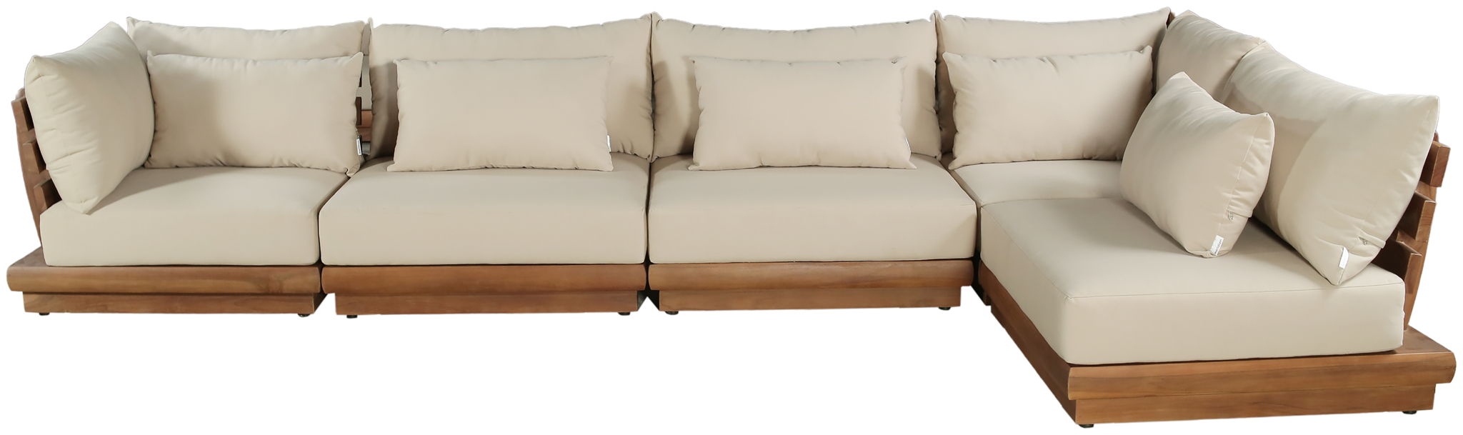 Mirella - 5 Piece Water Resistant Fabric Upholstered Outdoor Patio Modular Sectional - Simple Home Plus