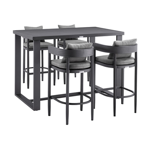 Menorca - Outdoor Patio 5 Piece Bar Table Set - Gray - Simple Home Plus