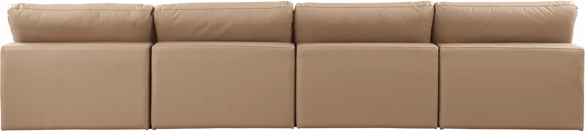 Comfy - Faux Leather Modular Armless Sofa 4 Pieces - Tan - Simple Home Plus