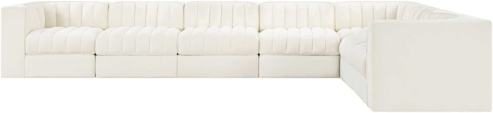 Rummi - Velvet Performance Fabric Upholstered 7 Piece Modular Sectional (With 3 Corner Chairs) - Simple Home Plus