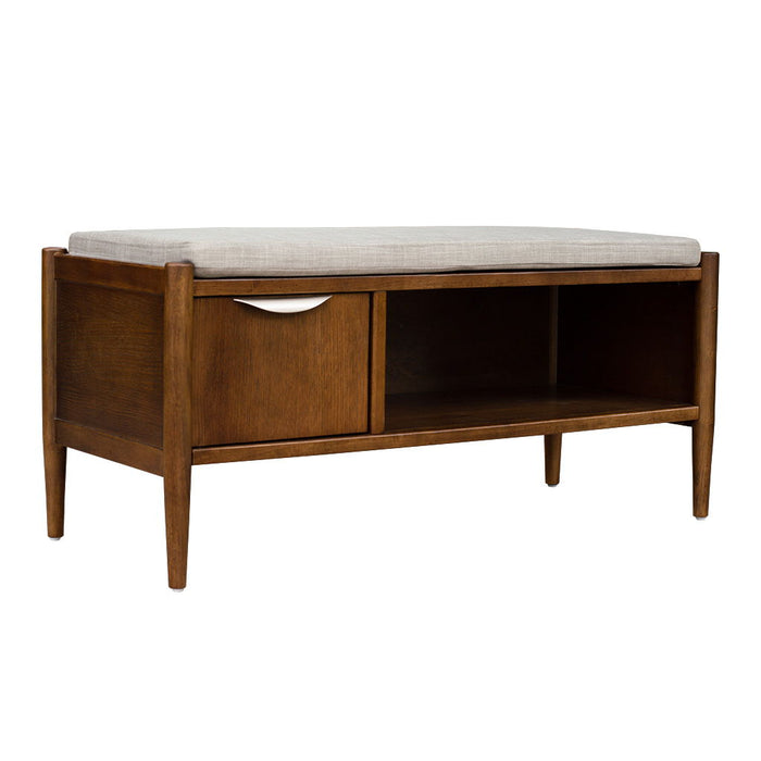 Arcadia - Accent Bench With Storage And Upholstered Cushion - Walnut Brown - Simple Home Plus