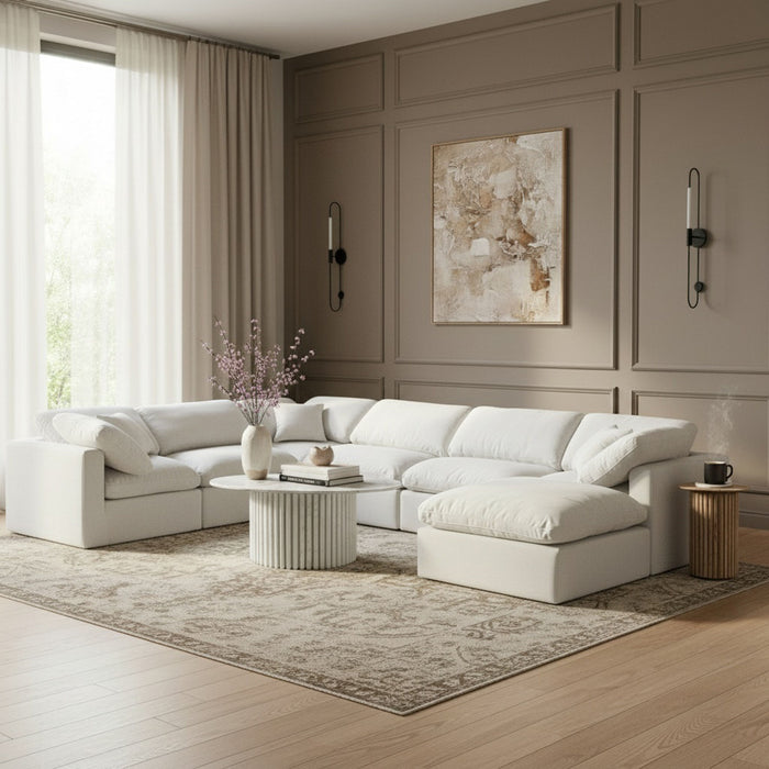 Indulge - Linen 7 Piece Modular Sectional - White - Simple Home Plus
