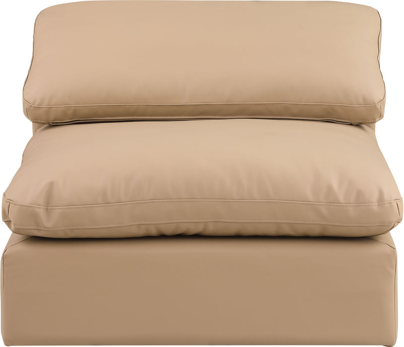 Comfy - Faux Leather Armless Chair - Tan - Simple Home Plus