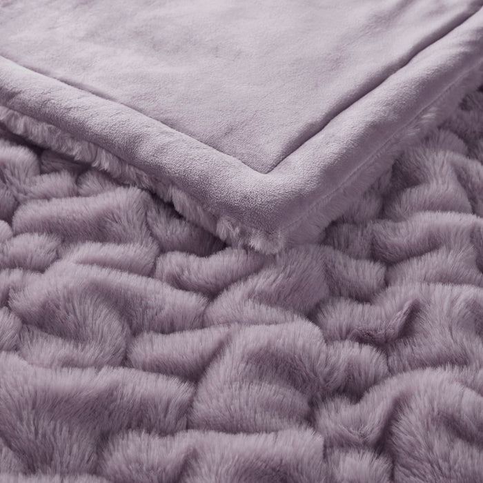 Ruched Fur - Ruched Throw - Lavender - Simple Home Plus