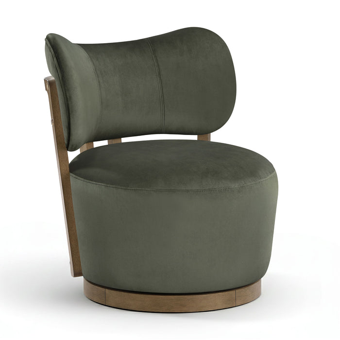 Elara - Velvet Upholstered Swivel Accent Chair - Stained Brown - Simple Home Plus