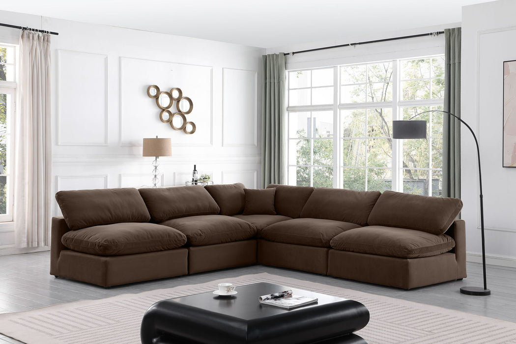 Comfy - 5 Piece Velvet Modular Corner Armless Sectional - Simple Home Plus