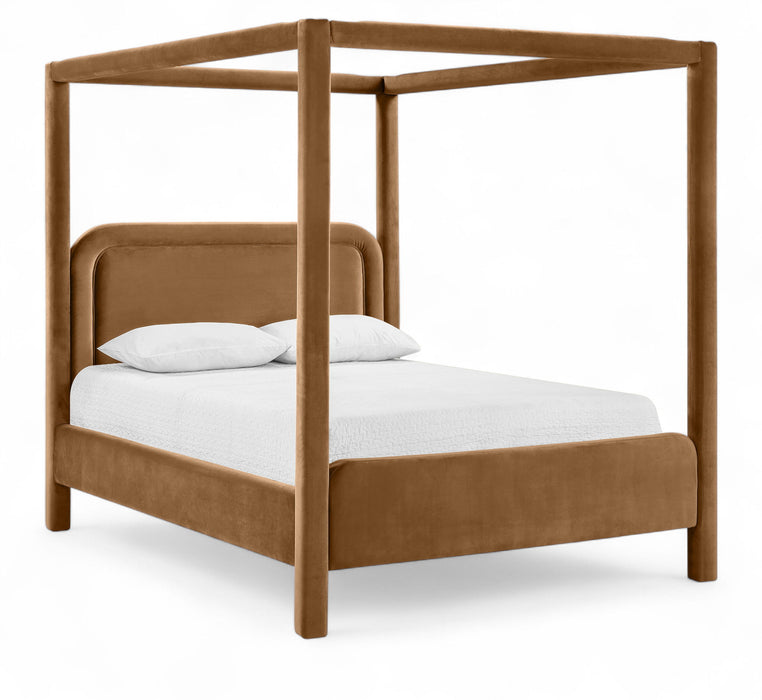 Salina - Velvet Upholstered Bed - Saddle