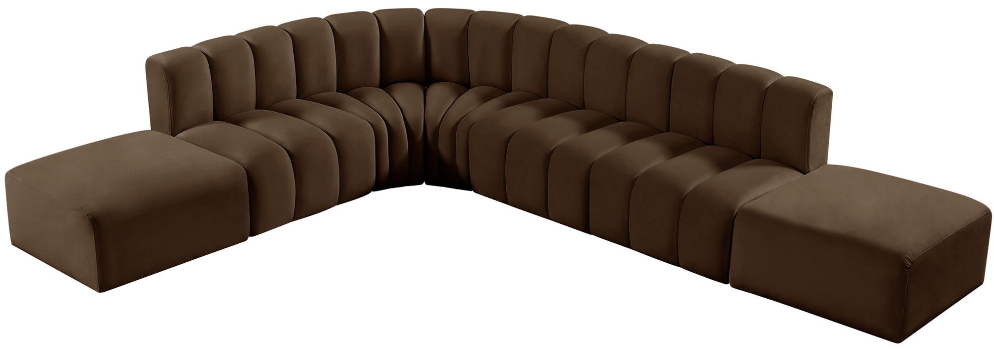 Arc - Velvet 7 Piece Corner Modular Sofa - Simple Home Plus
