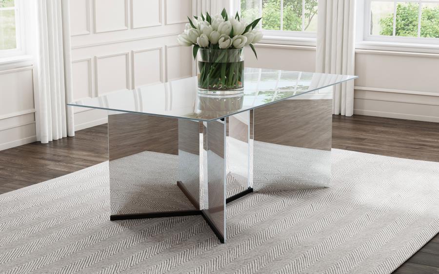 Emery - Rectangular Mirrored Dining Table - Silver - Simple Home Plus