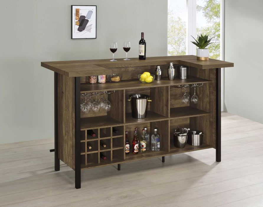 Bellemore - Freestanding Home Bar Wine Cabinet - Rustic Oak - Simple Home Plus