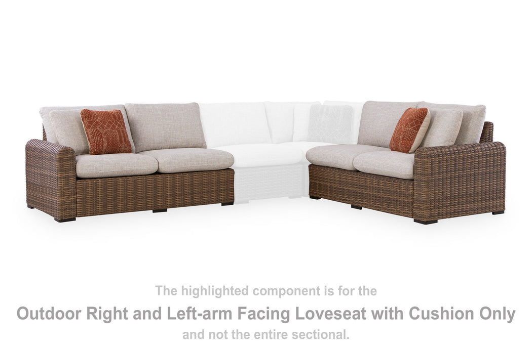 Dolan Creek - RAF/LAF Loveseat With Cushion (Set of 2) - Beige / Brown - Simple Home Plus