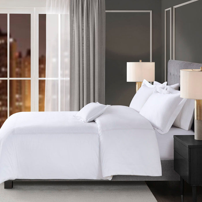 500 Thread Count Luxury - Full Sateen Embroidered Duvet Cover Set - White - Simple Home Plus