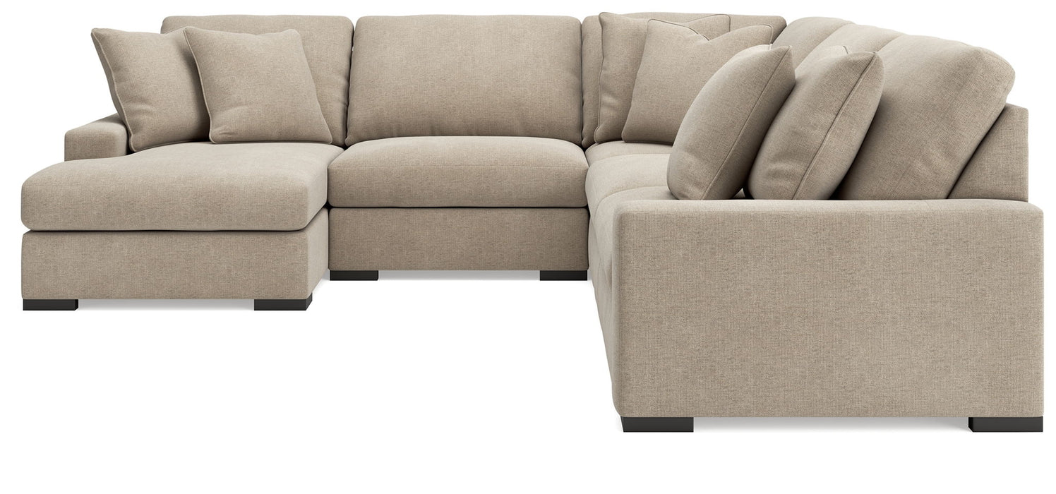Calden - 5-Piece Sectional With LAF Corner Chaise - Oatmeal - Simple Home Plus
