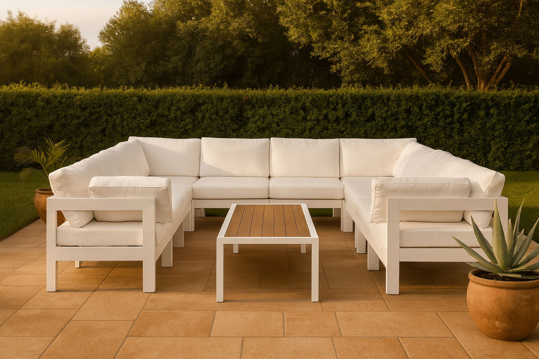 Nizuc - Outdoor Patio 10 Piece Modular Sectional With White Frame - Simple Home Plus