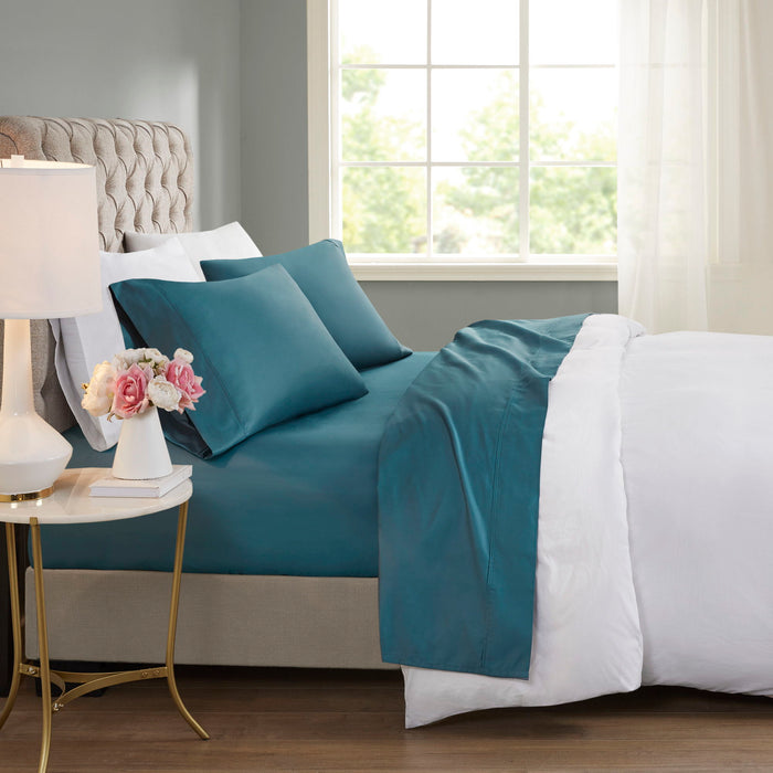 600 Thread Count - Queen Cooling Cotton Blend 4 Piece Sheet Set - Teal