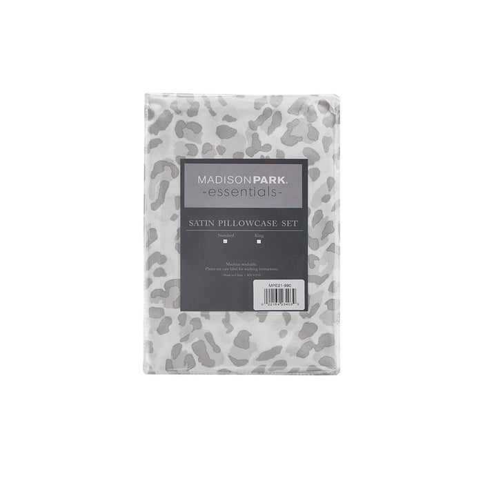 Satin - Luxury 2 Piece Pillowcases - Gray Leopard - Simple Home Plus