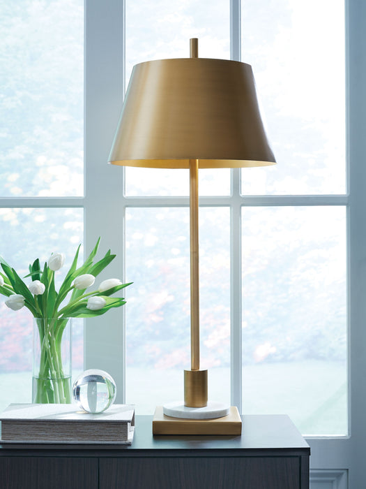 Fritzburn - Gold Finish / White - Metal Table Lamp - Simple Home Plus