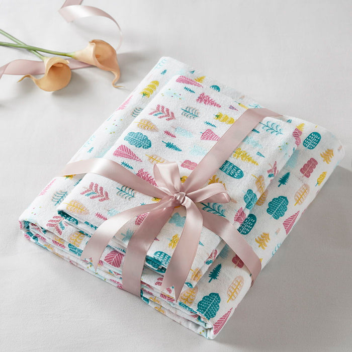 Cozy Soft - 4 Piece Queen Cotton Flannel Printed Sheet Set - White Holiday Trees
