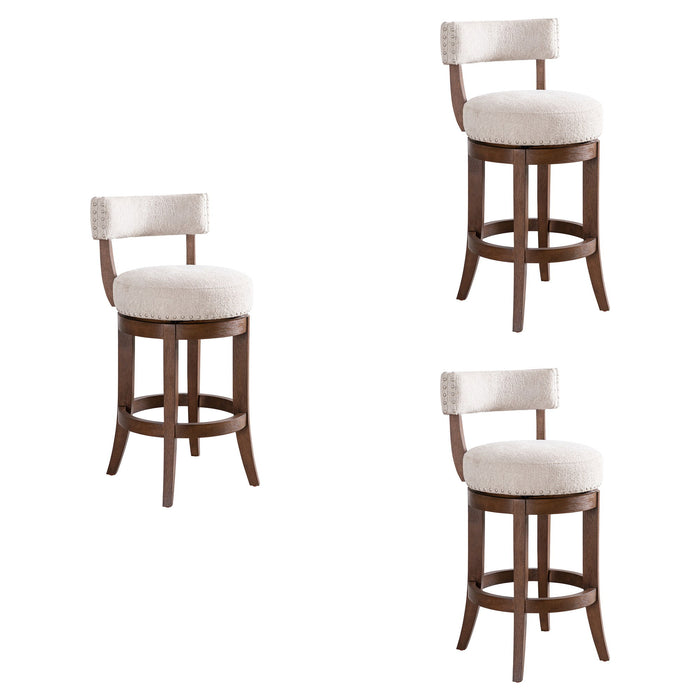 Mystic - Solid Wood Upholstered 26" Counter Height Swivel Barstool - Simple Home Plus
