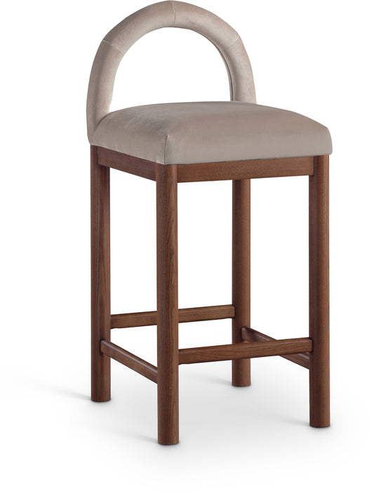 Conrad - Velvet Counter Stool With Brown Legs - Simple Home Plus