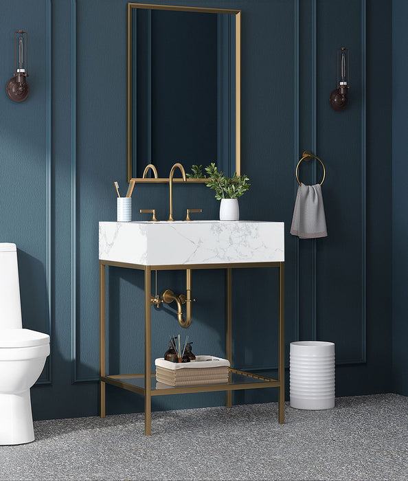 Marmo - Engineered Marble Bathroom Vanity With Gold Base - Simple Home Plus