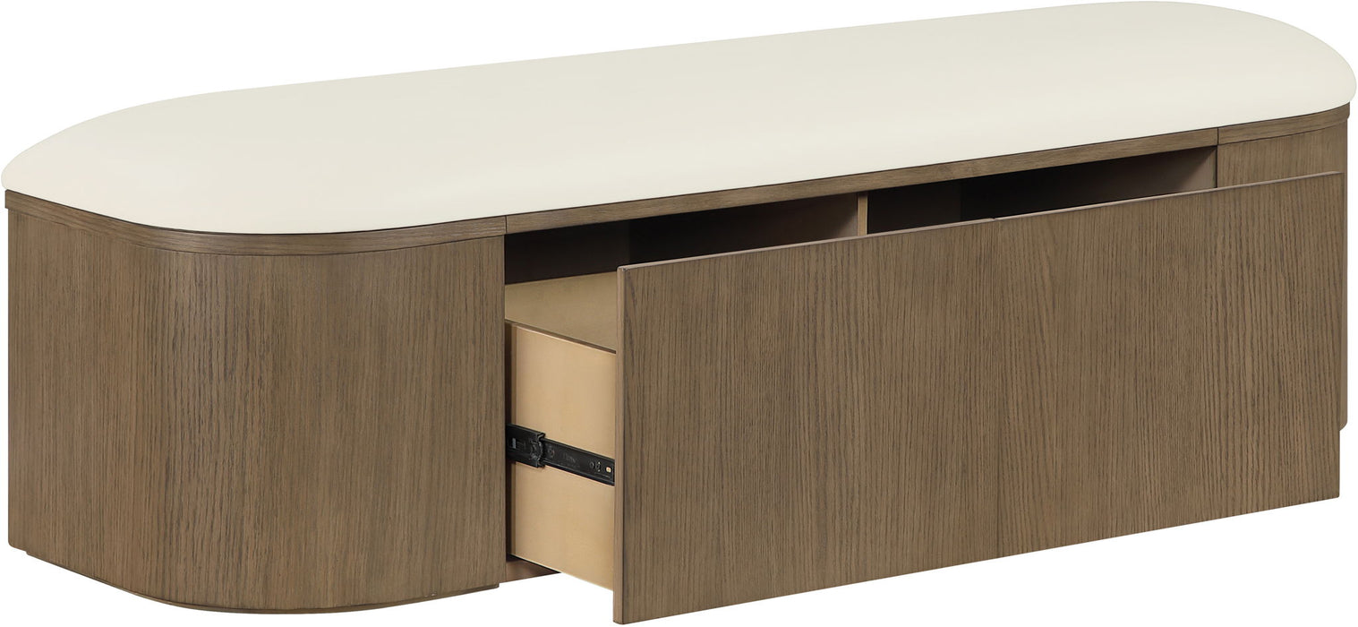 Velden - Upholstered Storage Bench With Stained Brown Base - Simple Home Plus