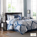 Vienna - California King 7 Piece Printed Comforter Set - Indigo - Simple Home Plus