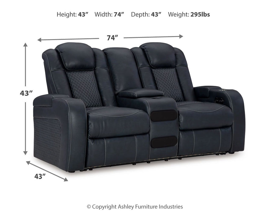 Fyne-dyme - Power Reclining Loveseat With Console/Adj Hdrst - Simple Home Plus