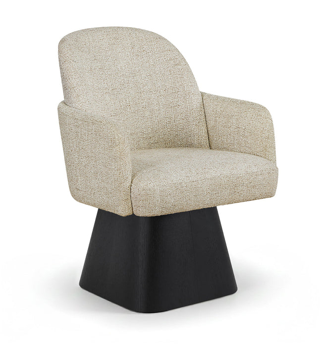 Marlowe - Linen Textured Fabric Upholstered Swivel Dining Arm Chair - Stained Black - Simple Home Plus