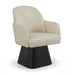 Marlowe - Linen Textured Fabric Upholstered Swivel Dining Arm Chair - Stained Black - Simple Home Plus
