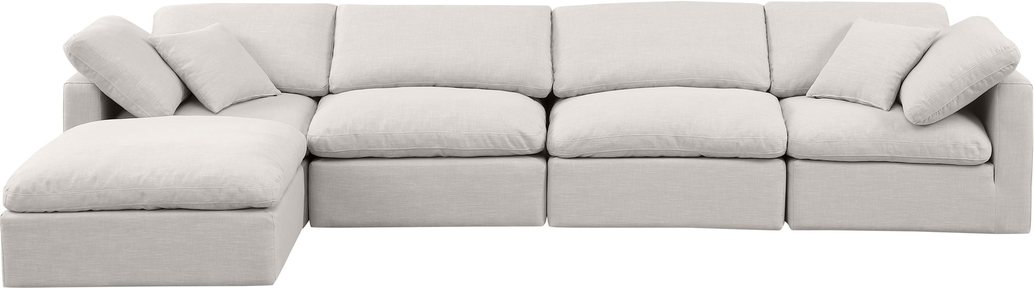 Indulge - Linen 5 Piece Modular Sectional With Chaise - Simple Home Plus