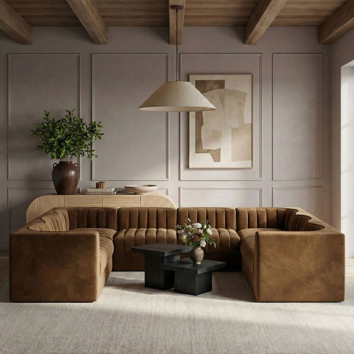 Rummi - Velvet Performance Fabric Upholstered Modular Sectional - Simple Home Plus