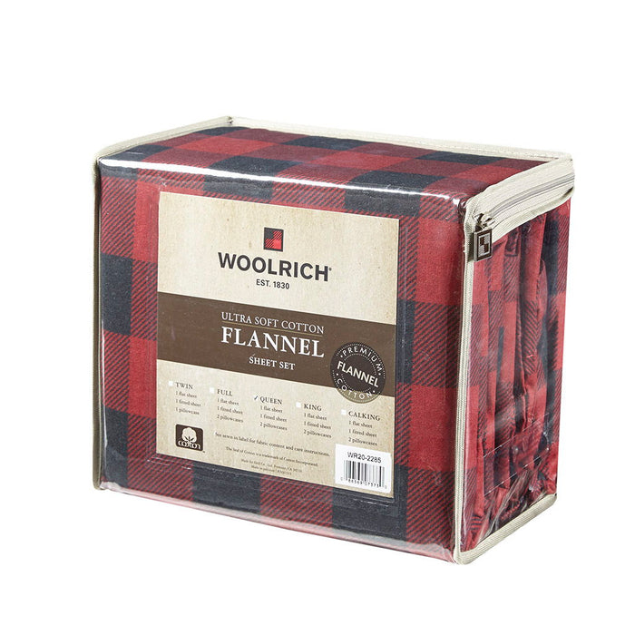 Flannel - Queen Sheet Set - Red / Black Buffalo Check - Simple Home Plus