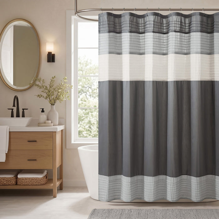 Amherst - 84" x 72" Faux Silk Shower Curtain - Gray