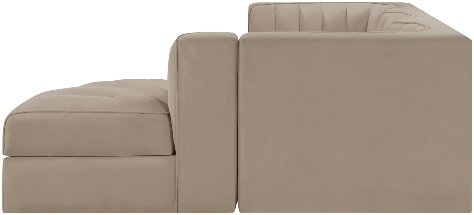 Rummi - Velvet Performance Fabric Upholstered 4 Piece Modular Sectional, With Reverse Corner Chair - Simple Home Plus