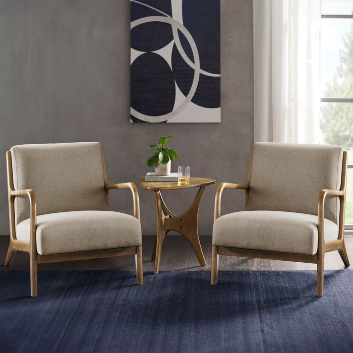 Novak - Mid-Century Modern Accent Armchair (Set of 2) - Taupe - Simple Home Plus