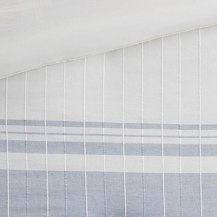 Morgan - 6 Piece California King Jacquard Oversized Comforter Set - White / Blue - Simple Home Plus