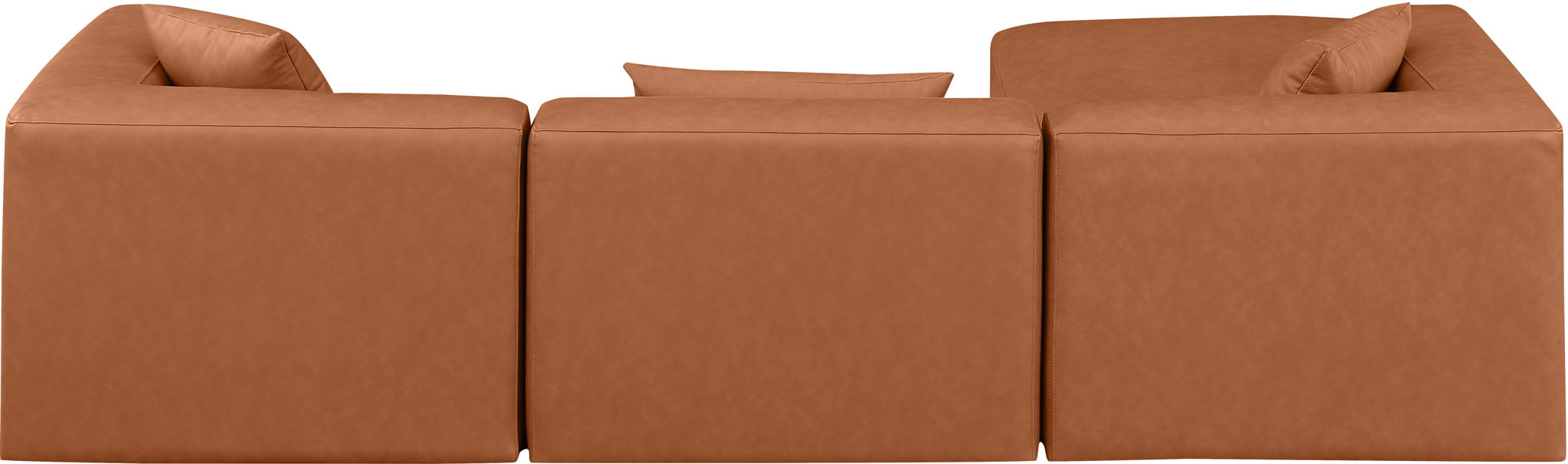 Cube - 4 Piece Modular Sectional With Chaise - Cognac - Simple Home Plus