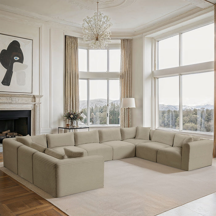 Shaggy - 9 Piece Modular U-Shaped Sectional - Simple Home Plus