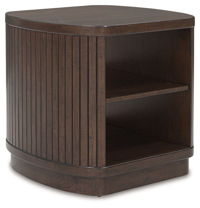 Korestone - Dark Brown - Square End Table - Simple Home Plus