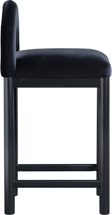 Conrad - Velvet Counter Stool With Black Legs - Simple Home Plus