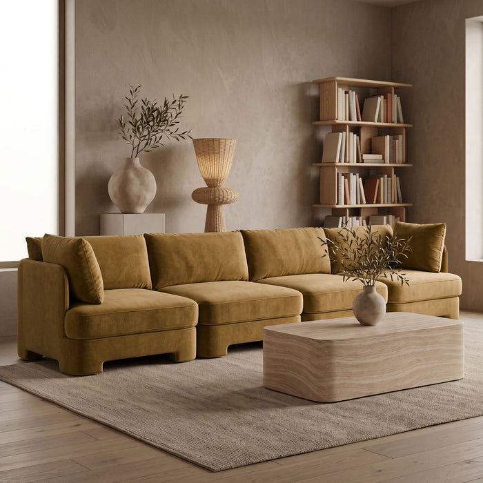 Hammond - Velvet Performance Fabric Upholstered 4 Piece Sofa - Simple Home Plus