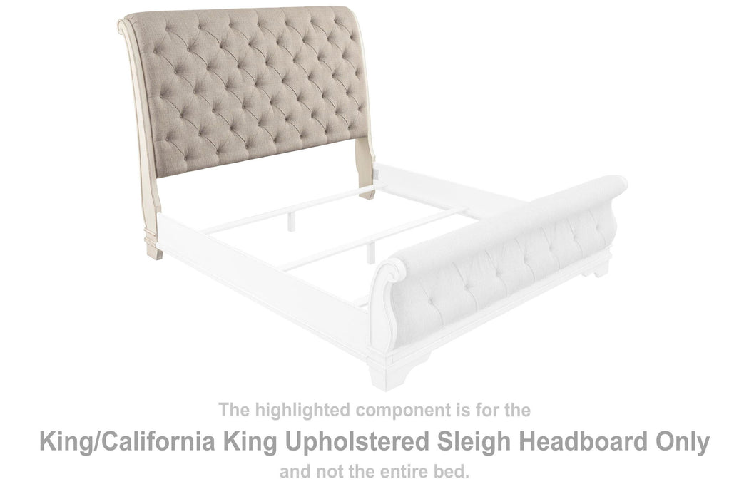 Realyn - King/Cal King UPH Sleigh HDBD - White / Brown / Beige - Simple Home Plus
