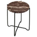 Latifa - Round Marble Top Accent Side Table - Red And Black - Simple Home Plus