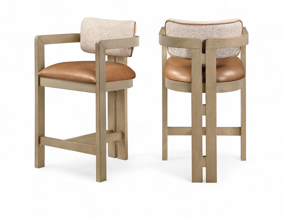 Ravina - Upholstered Counter Stool With Stained Natural Base - Simple Home Plus