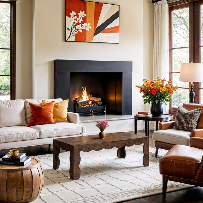 Vassa - Burl Veneer Coffee Table - Simple Home Plus