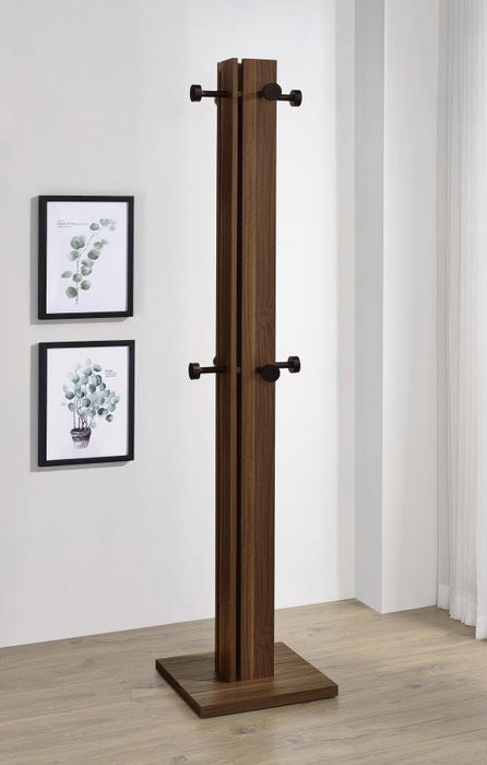 Rikkie - Coat Rack And Mirror - Walnut - Simple Home Plus