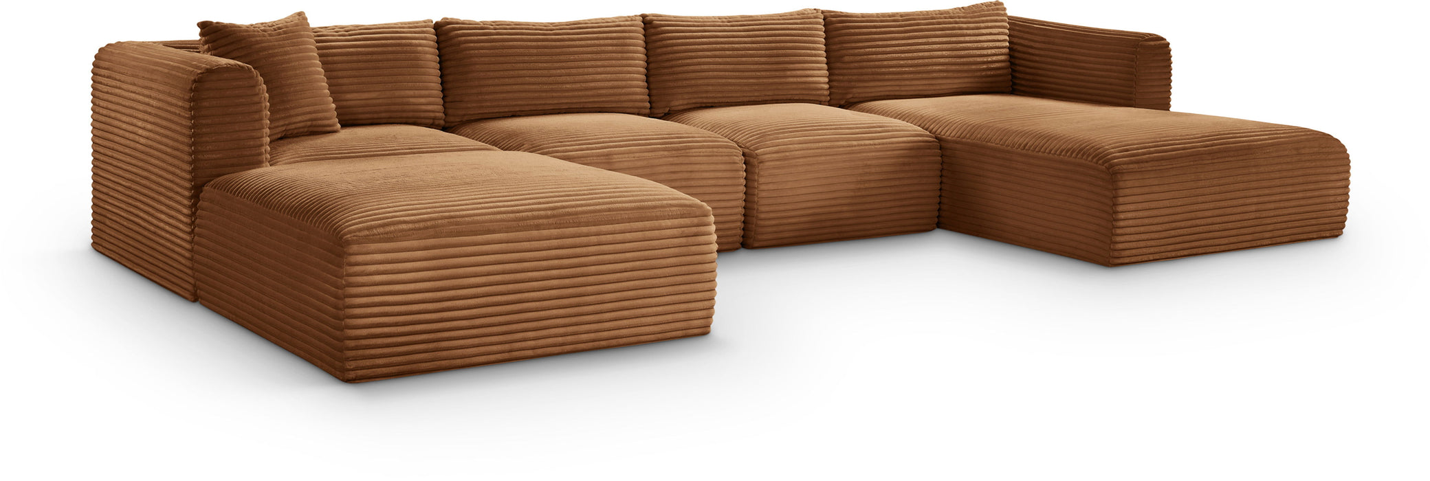 Shaggy - Fabric 5 Piece Modular Sectional With Chaise And Ottoman - Simple Home Plus